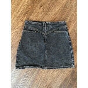 Elodie Black Denim Skirt W/ Zip Closure - SIZE S -